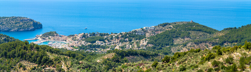 Fototapeta na wymiar Port de Soller, Majorca seaside resort, a popular tourist destination. Baleares, Spain