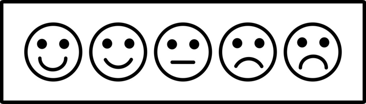 Naklejka smiley face emoticons / emoji line art vector icons for apps and websites, Customer review, satisfaction, feedback, mood tracker