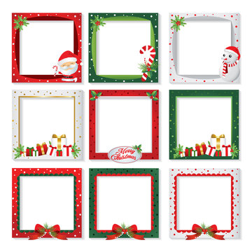 Set of Christmas frame,vector border christmas, picture frame design