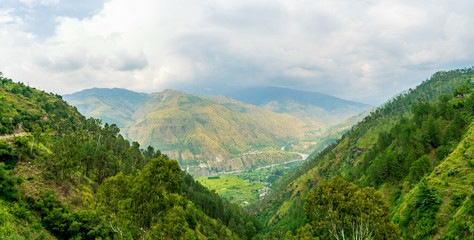 Mountain ranges, Jalori Pass, Tirthan Valley, Himachal Pradesh, India