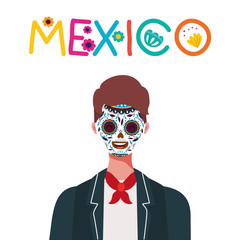 Mexican man with skull face vector design