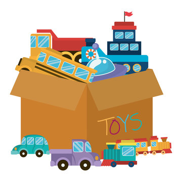 Isolated toys and box vector design