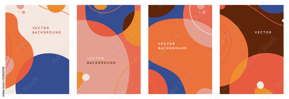 Aufkleber Vector set of abstract creative backgrounds in minimal trendy style with copy space for text - design templates for social media stories