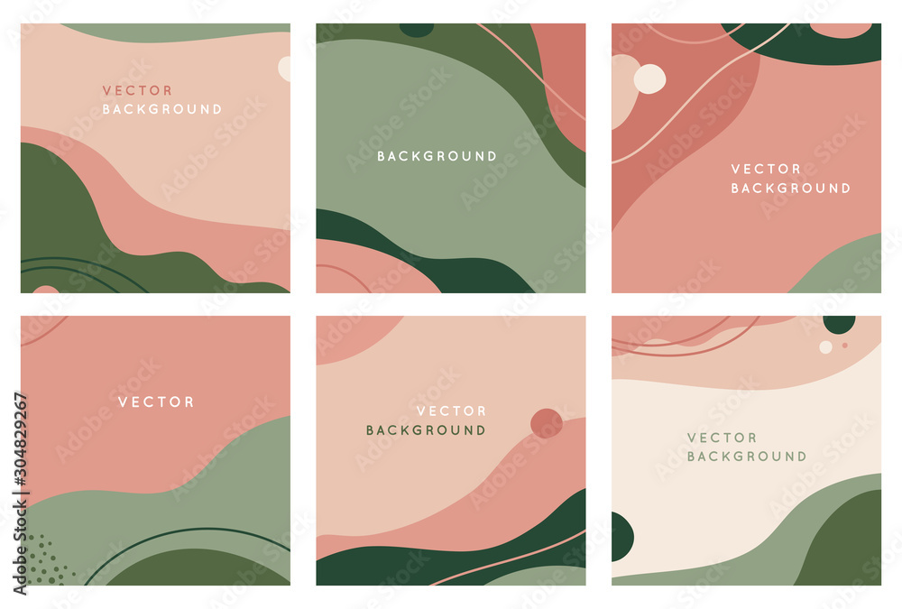 Poster Vector set of abstract creative backgrounds in minimal trendy style with copy space for text - design templates for social media posts and stories