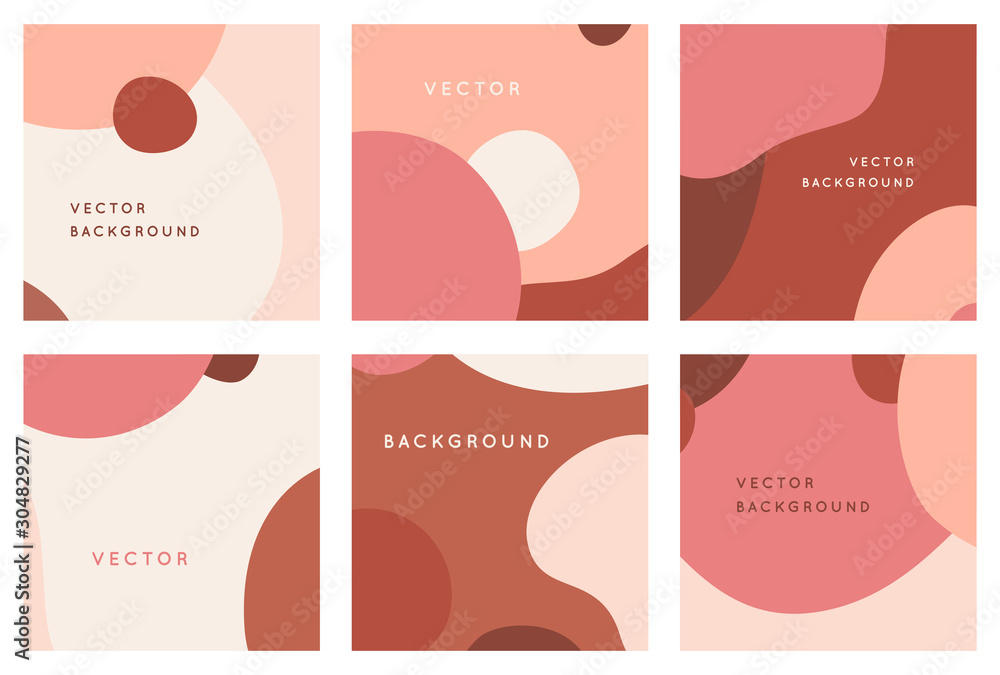 Poster Vector set of abstract creative backgrounds in minimal trendy style with copy space for text - design templates for social media posts and stories