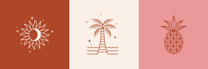 Vector logo design template with palm tree and sun © venimo