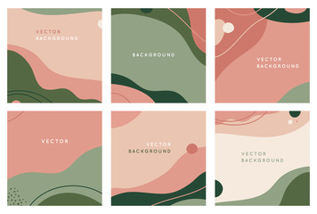 Vector set of abstract creative backgrounds in minimal trendy style with copy space for text - design templates for social media posts and stories