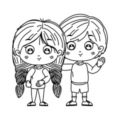 Girl and boy cartoon vector design