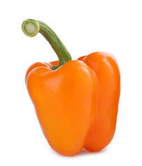 Ripe orange bell pepper isolated on white