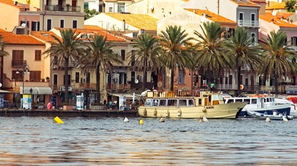 LA MADDALENA, ITALY - SEPTEMBER 18, 2019: Coast line from the sea