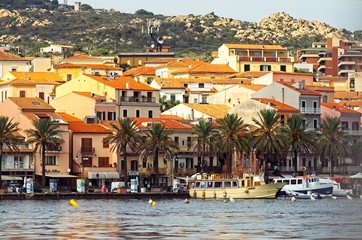 Obraz premium LA MADDALENA, ITALY - SEPTEMBER 18, 2019: Coast line from the sea