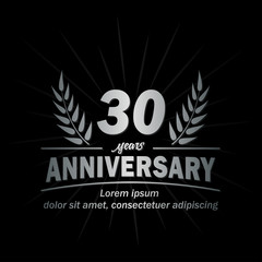 Naklejka premium 30 years logo. Thirty years anniversary vector and illustration design template.