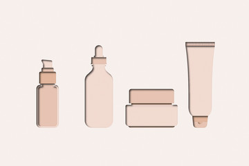 Set of illustration of skin care treatment products for girls