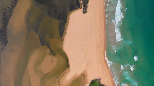 Aerial view over beach at Wallaga lake reserve, Australia.