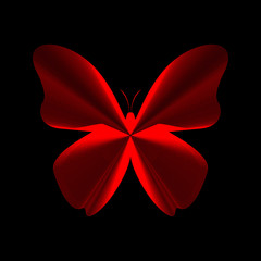 Obraz na płótnie Canvas Silhouette of a red butterfly on a black background. Vector illustration.