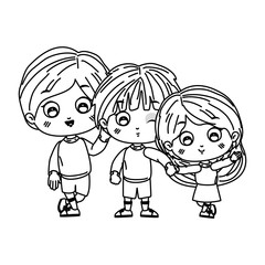 Girl and boys cartoons vector design