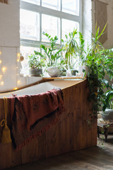 Cozy house with room in boho style interior