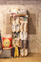 Shelf with Decorative Pillows and Throws