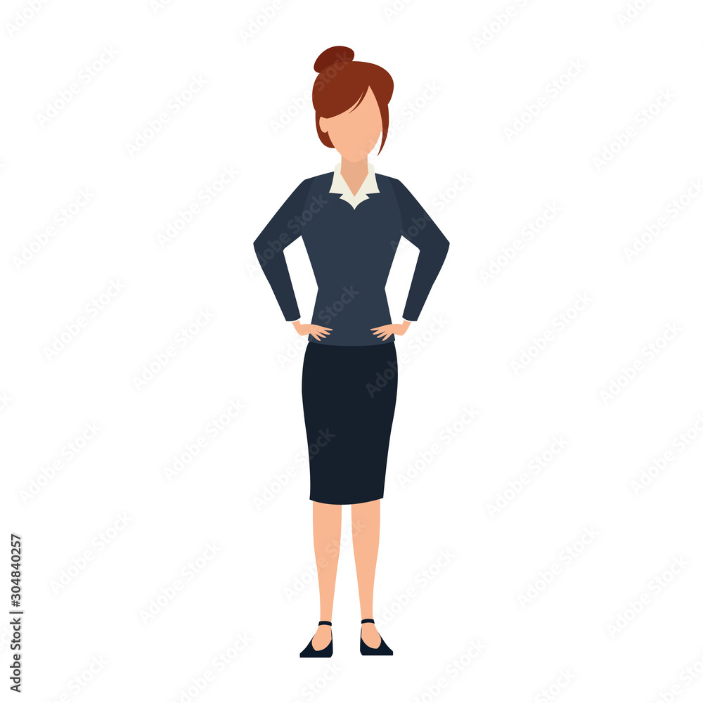 Sticker avatar businesswoman icon, flat design