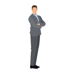 avatar businessman standing icon, flat design
