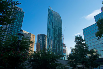 Skyscrapers of glass, steel, and stone, line up the skyline of downtown Toronto, Canada -04