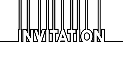 Invitation card - caption as black continuous outline - vector