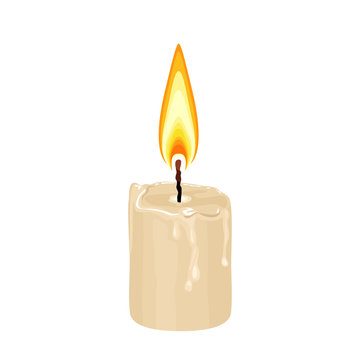 Burning melting wax candle isolated on a white background. Vector  illustration in cartoon simple flat style. Stock Vector | Adobe Stock