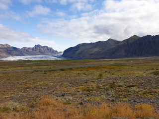 Glacier in autumn landscape in Iceland 
