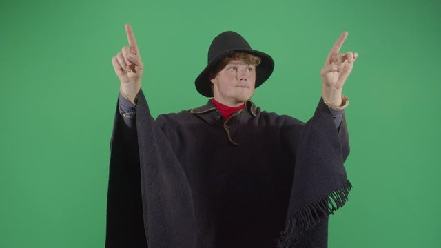 Adult Man Magician Making Square Appear
