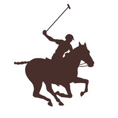 Silhouette of polo rider horse vector illustration