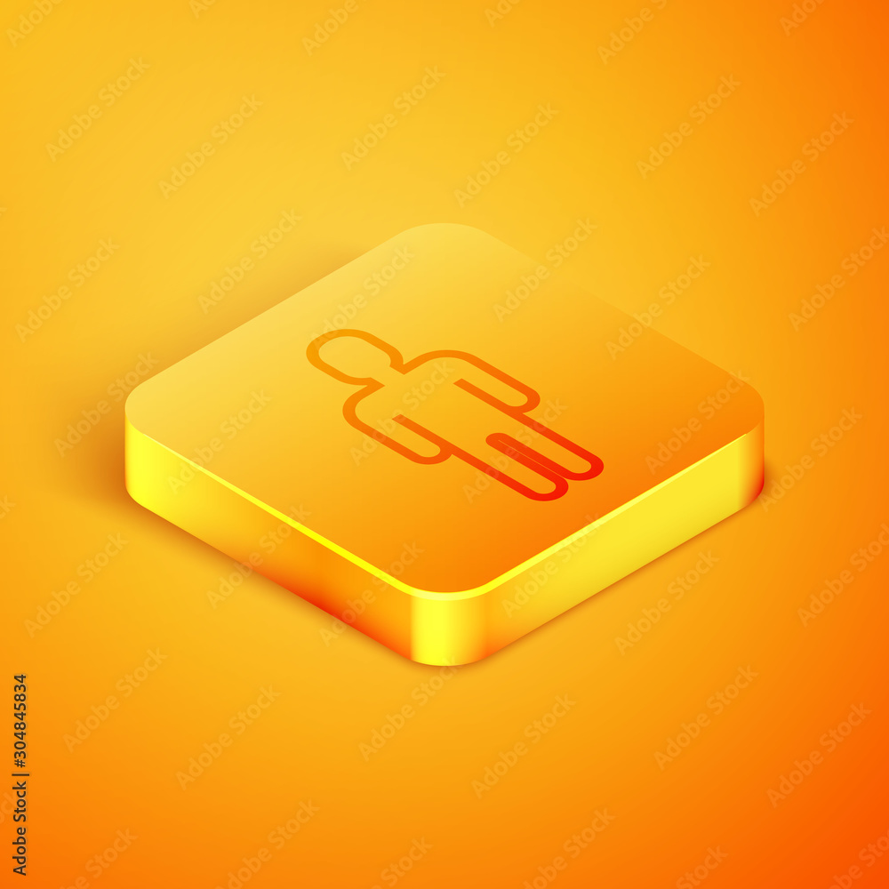 Poster isometric line user of man in business suit icon isolated on orange background. business avatar symb