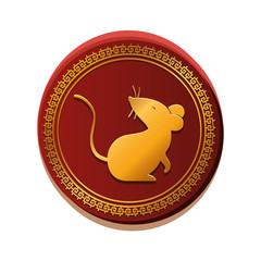 Isolated mouse inside seal stamp vector design