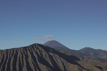 View of Mount Bromo and Mount Semeru seen from the Hill