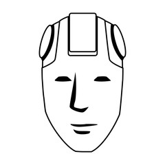 robotic head icon, flat design