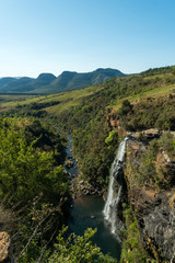 Landscape shot of Lisbon Falls waterfall near Graskop in South Africa