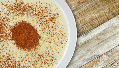 Cream with chocolate cake