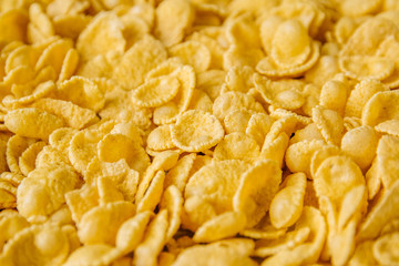 Corn flakes background and texture. Top view.