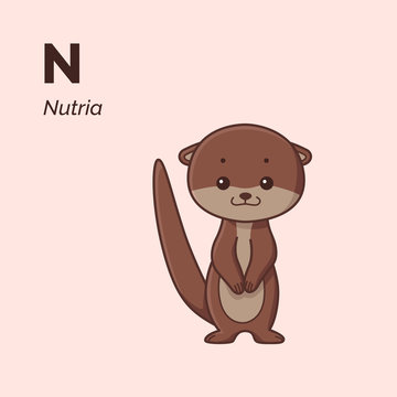 Nutria - cute character for children. Vector illustration in cartoon style.