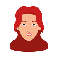 cartoon woman with long hair icon, flat design