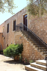 Fototapeta na wymiar Stairs in Arkadi Monastery Rethymnon, Crete, Greece