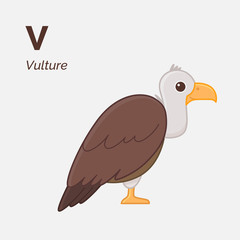 Cartoon vulture, cute character for children. Cute illustration in cartoon style. Animal alphabet.
