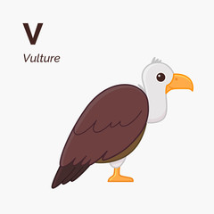 Cartoon vulture, cute character for children. Vector illustration in cartoon style. Animal alphabet.