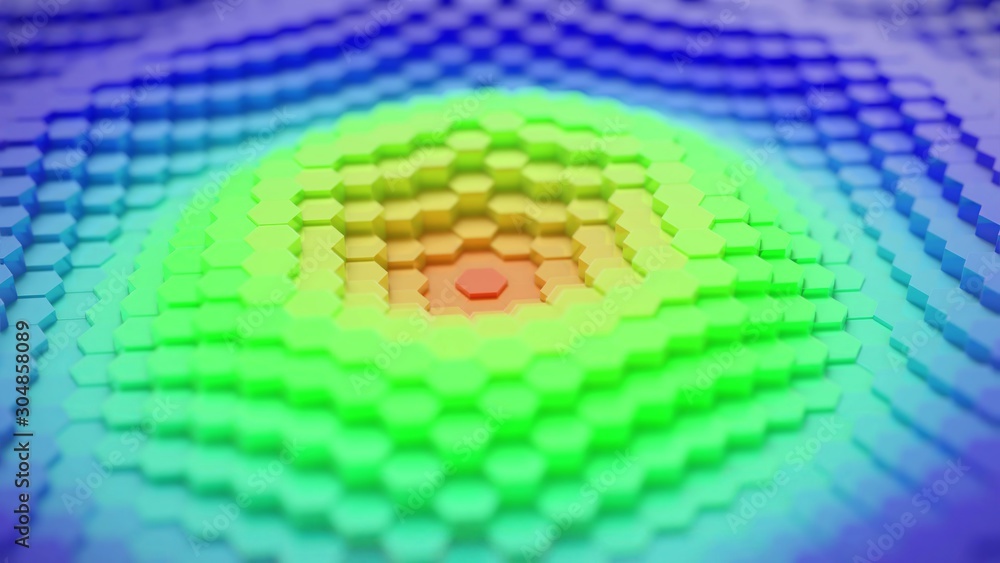 Aufkleber colorful hexagonal array in central wavy psitioning. also available as a video loop in uhd 4k resolu