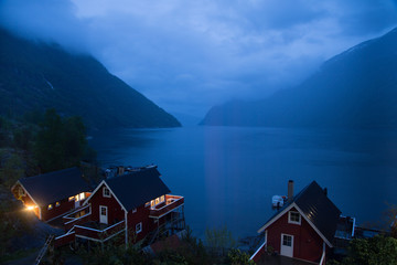 Norway fjord at blue hour