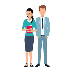 avatar business young woman and man icon