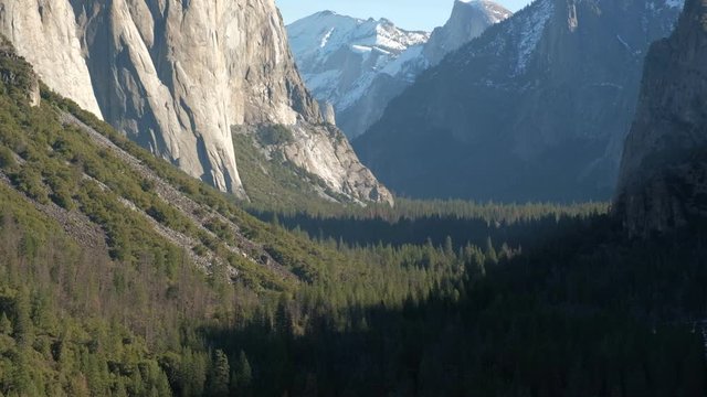Pan Up Tunnel View - Yosemite National ParkShot in 4k