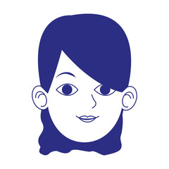 cute woman face icon, flat design