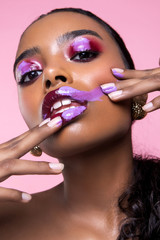 African American female beauty shoot creative make up - 304860055