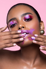 African American female beauty shoot creative make up - 304860299