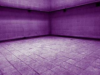 empty room with brick wall and wooden floor